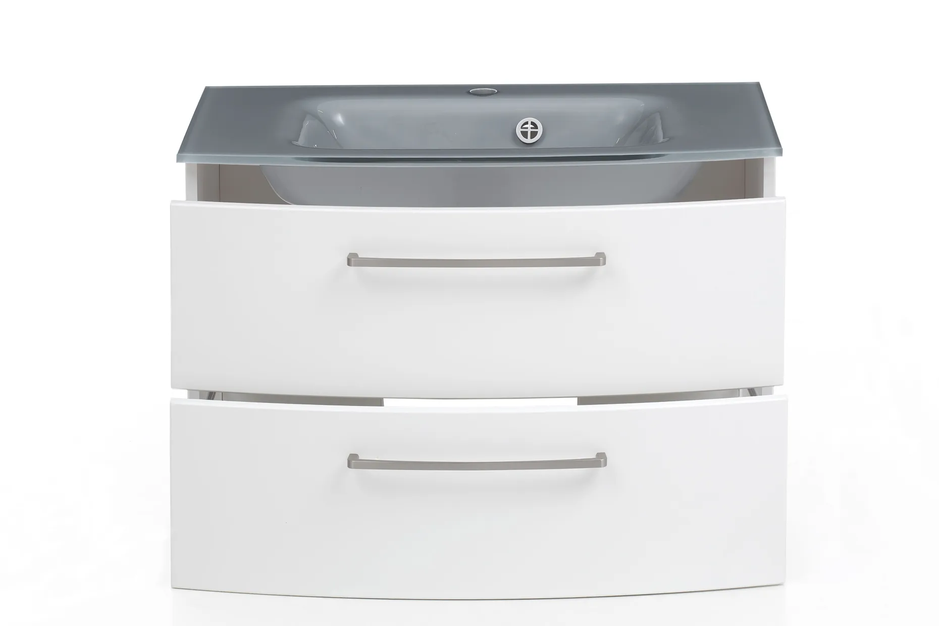 Waschbeckenschrank Stivan 80cm grau Waschbecken - weiß
