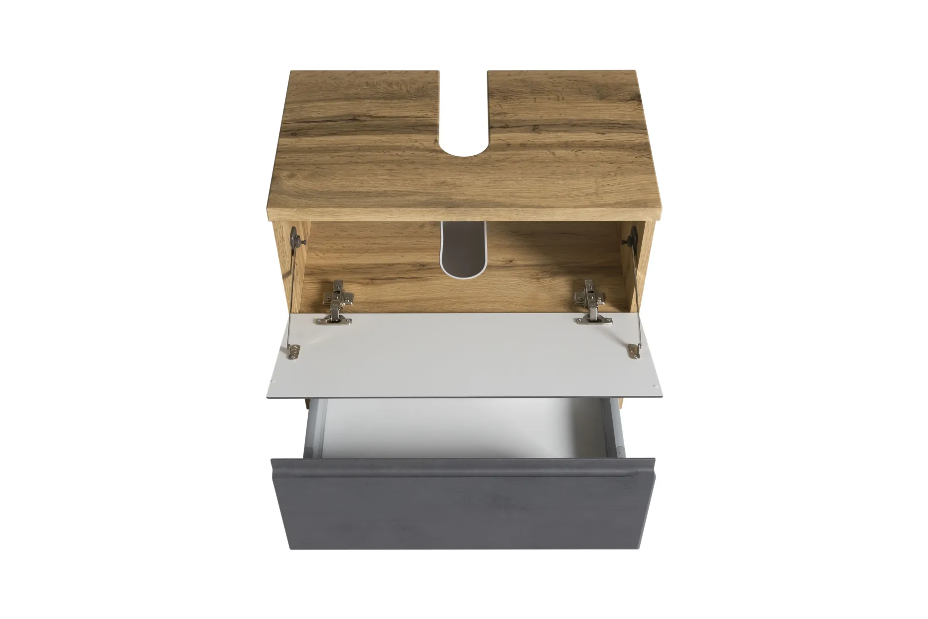 Waschbeckenschrank Varese | 60 x 47 x 56 cm | Wotan Oak / Grau