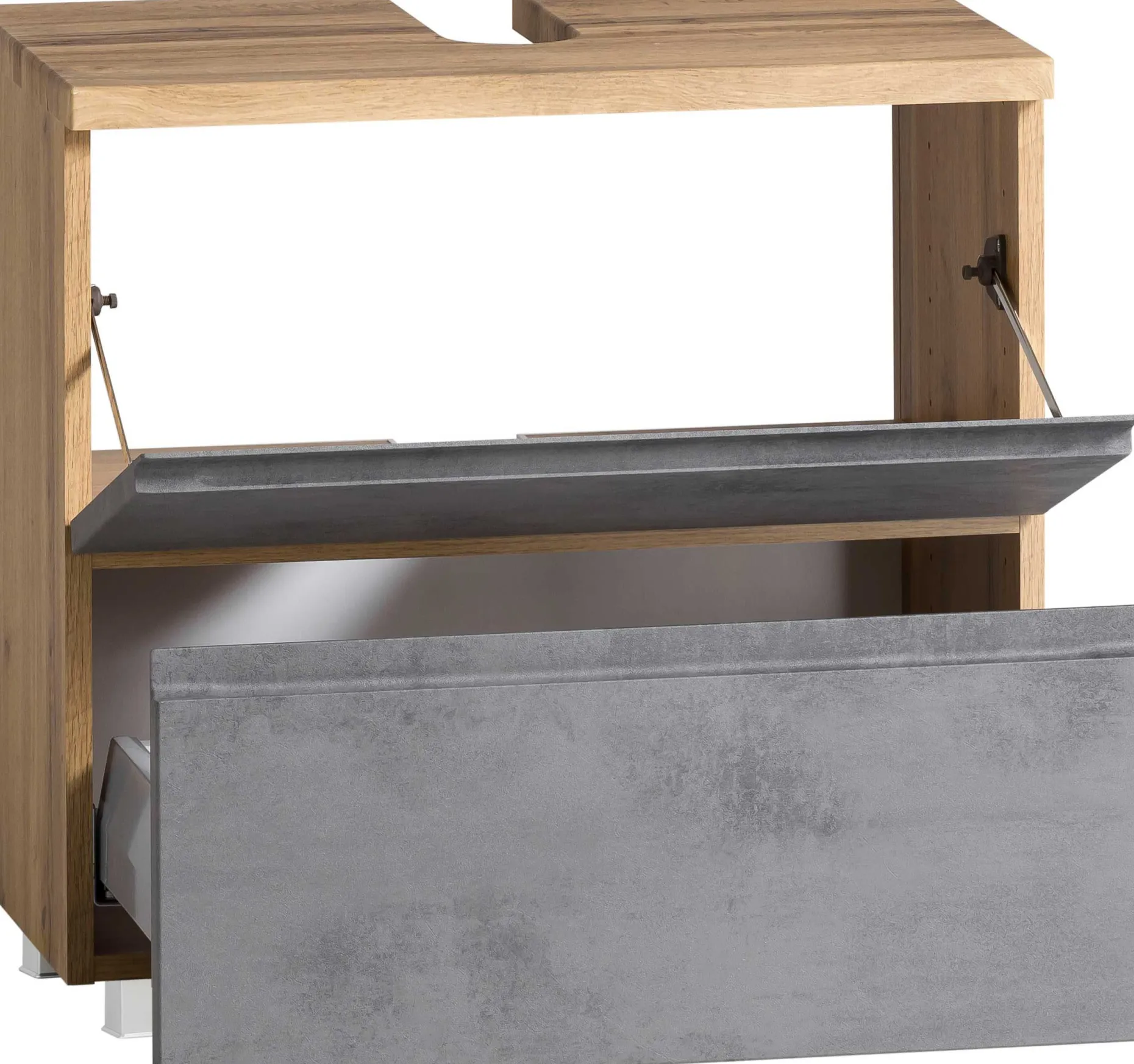 Waschbeckenschrank Varese | 60 x 47 x 56 cm | Wotan Oak / Betonfarbe