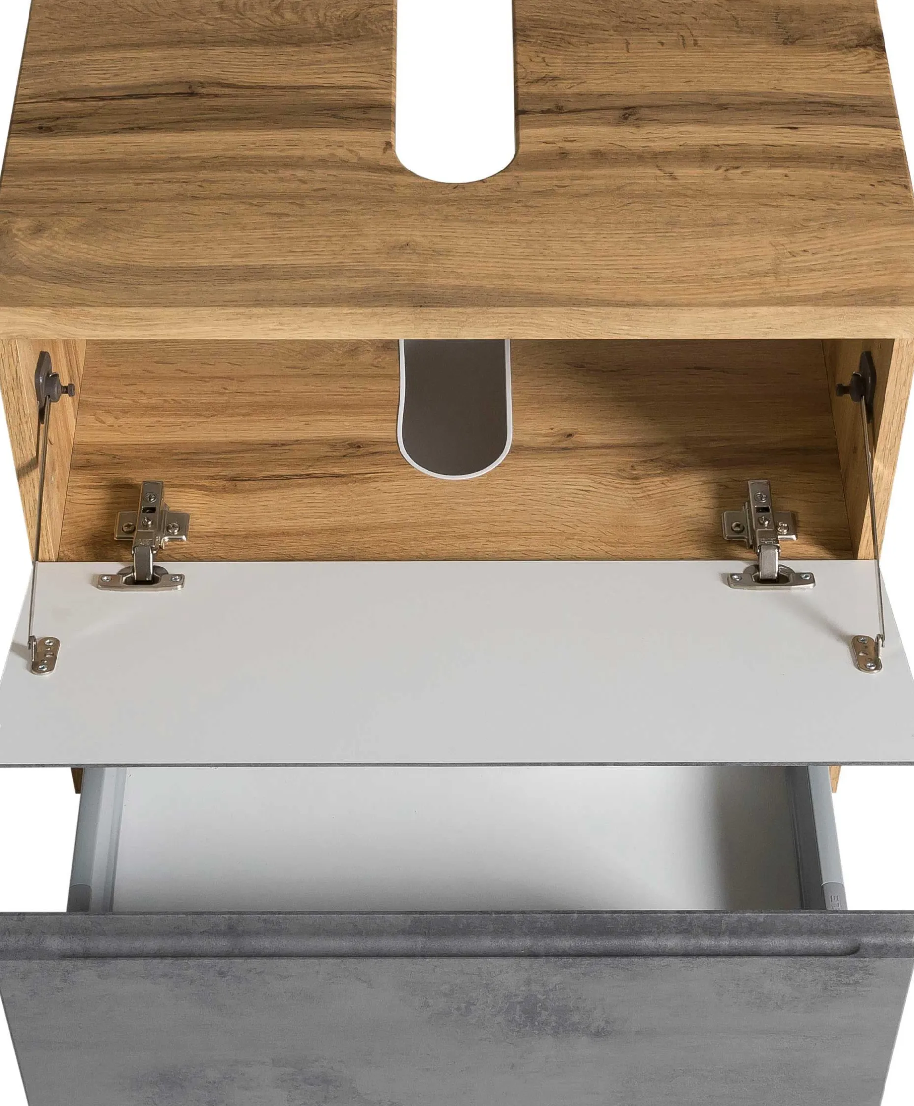 Waschbeckenschrank Varese | 60 x 47 x 56 cm | Wotan Oak / Betonfarbe