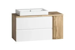 Waschbeckenschrank Varese | 105 x 47 x 65 cm | Wotan Oak / Weiß