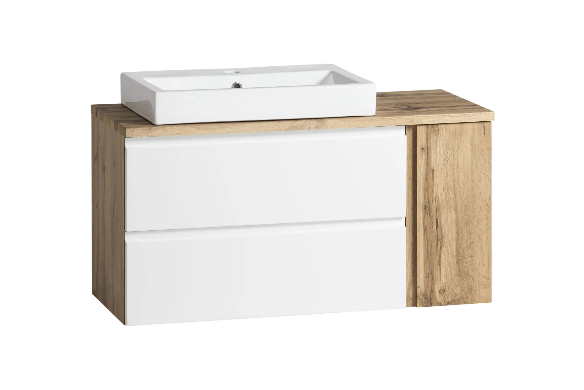 Waschbeckenschrank Varese | 105 x 47 x 65 cm | Wotan Oak / Weiß