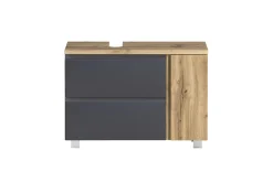 Waschbeckenschrank Varese | 85 x 35 x 56 cm | Wotan Oak / Grau