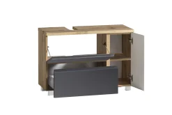 Waschbeckenschrank Varese | 85 x 35 x 56 cm | Wotan Oak / Grau