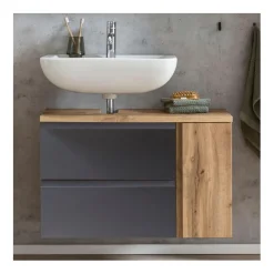 Waschbeckenschrank Varese | 85 x 35 x 56 cm | Wotan Oak / Grau