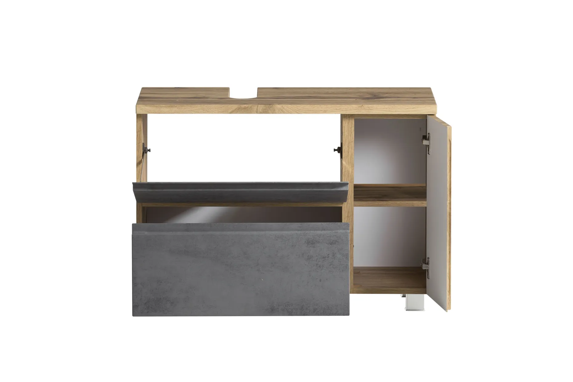 Waschbeckenschrank Varese | 85 x 47 x 56 cm | Wotan Oak / Betonfarbe