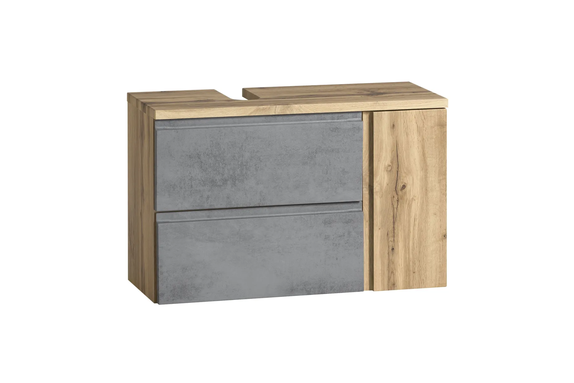 Waschbeckenschrank Varese | 85 x 47 x 56 cm | Wotan Oak / Betonfarbe