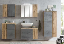 Waschbeckenschrank Varese | 85 x 47 x 56 cm | Wotan Oak / Betonfarbe