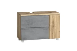 Waschbeckenschrank Varese | 85 x 47 x 56 cm | Wotan Oak / Betonfarbe