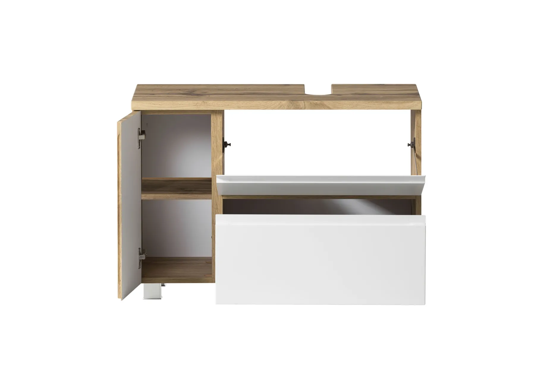 Waschbeckenschrank Varese | 85 x 47 x 56 cm | Wotan Oak / Weiß