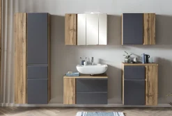 Waschbeckenschrank Varese | 85 x 47 x 56 cm | Wotan Oak / Grau