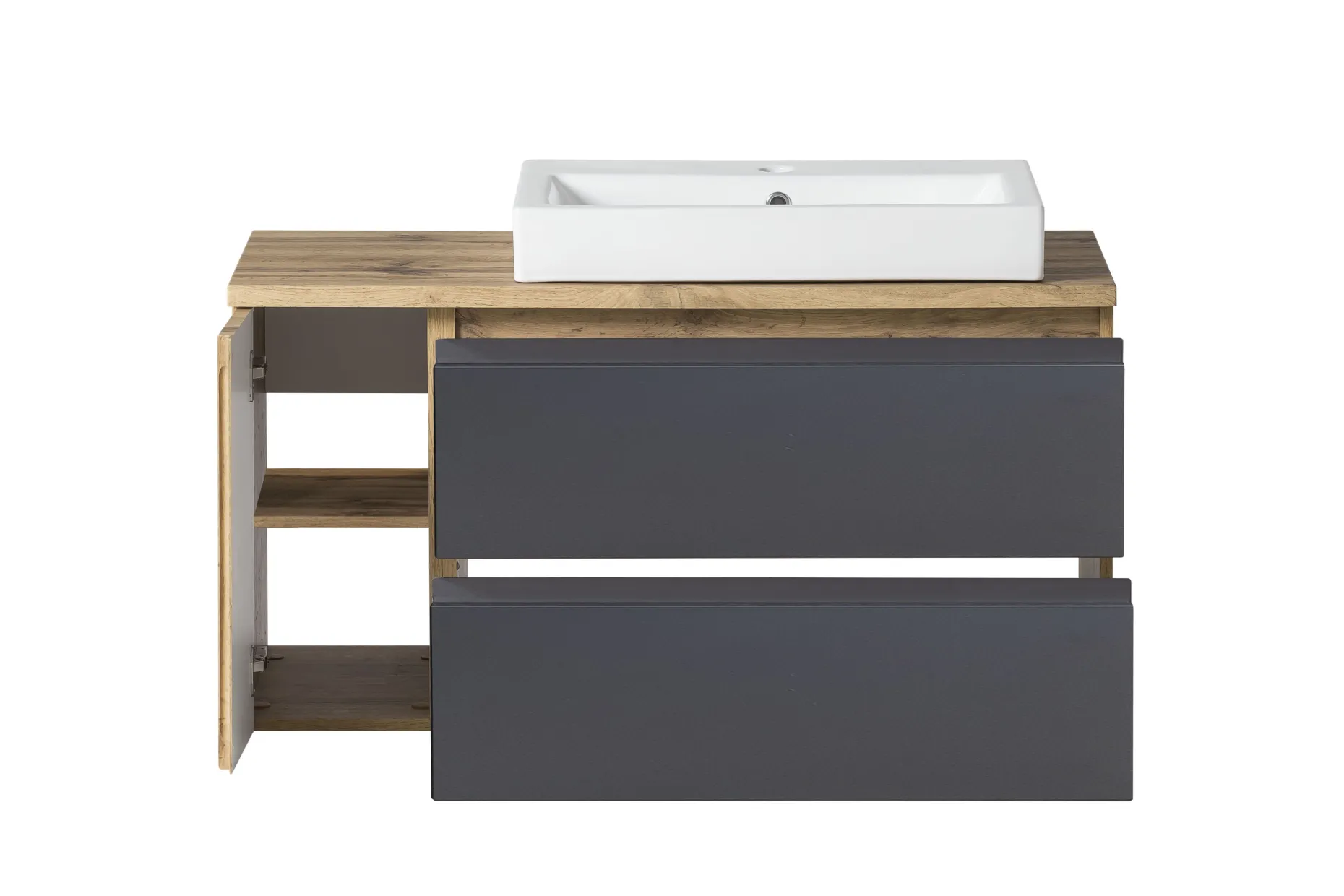 Waschbeckenschrank Varese | 105 x 47 x 65 cm | Wotan Oak / Grey