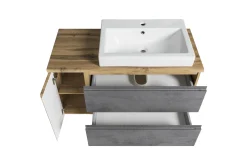 Waschbeckenschrank Varese | 105 x 47 x 65 cm | Wotan Oak / Farbe Beton