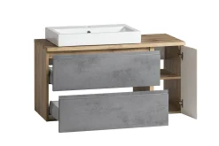 Waschbeckenschrank Varese | 105 x 47 x 65 cm | Wotan Oak / Farbe Beton