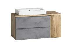 Waschbeckenschrank Varese | 105 x 47 x 65 cm | Wotan Oak / Farbe Beton