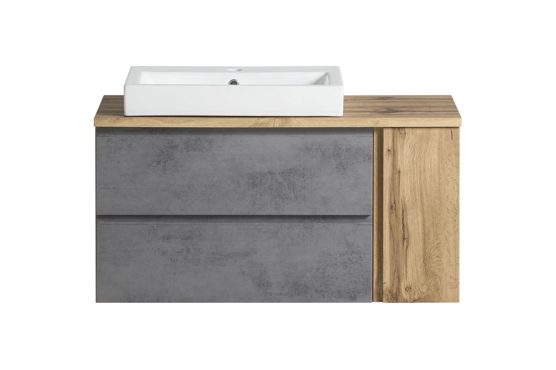 Waschbeckenschrank Varese | 105 x 47 x 65 cm | Wotan Oak / Farbe Beton