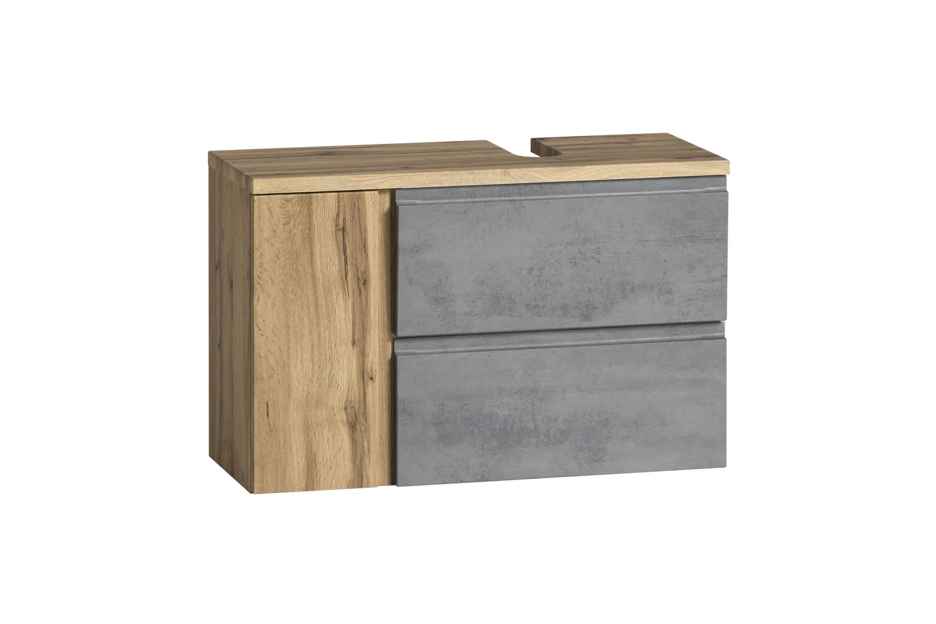 Waschbeckenschrank Varese | 85 x 47 x 56 cm | Wotan Oak / Betonfarbe