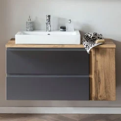 Waschbeckenschrank Varese | 105 x 47 x 65 cm | Wotan Oak / Grey