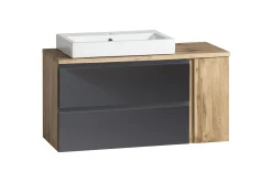 Waschbeckenschrank Varese | 105 x 47 x 65 cm | Wotan Oak / Grey