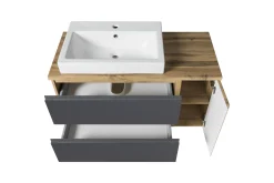 Waschbeckenschrank Varese | 105 x 47 x 65 cm | Wotan Oak / Grey