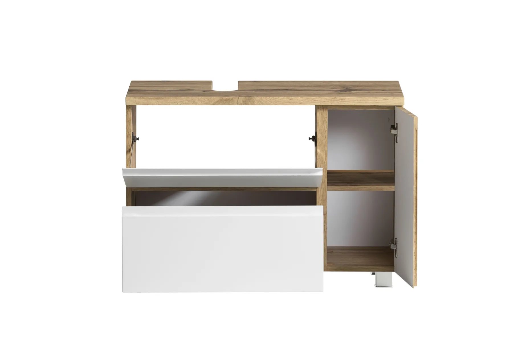 Waschbeckenschrank Varese | 85 x 47 x 56 cm | Wotan Oak / Weiß