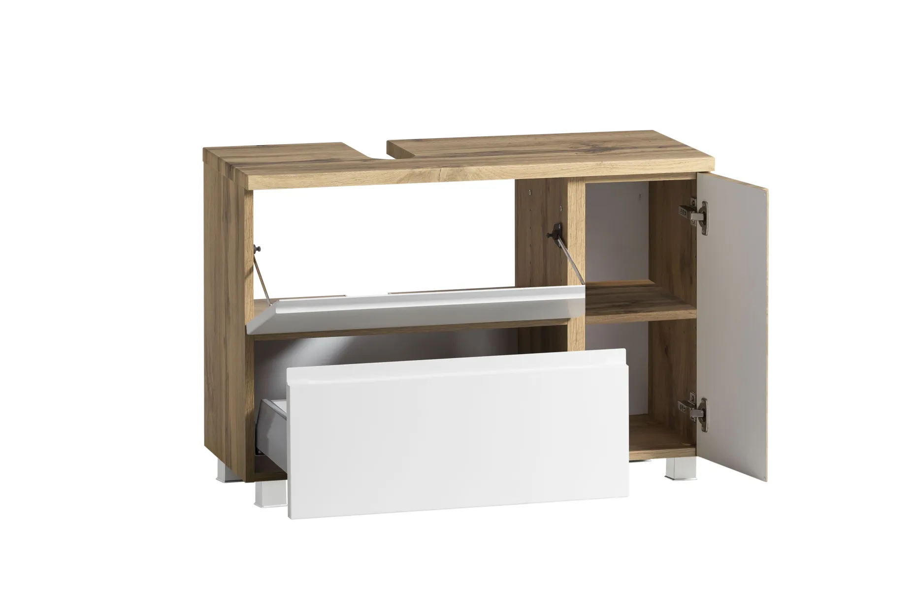 Waschbeckenschrank Varese | 85 x 47 x 56 cm | Wotan Oak / Weiß