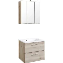 Held Waschbecken-Set Portofino | Waschbecken mit Spüle und Spiegelschrank | Buche-design