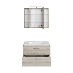 Held Waschbecken-Set Portofino | Waschbecken mit Spüle und Spiegelschrank | Buche-design