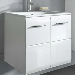Waschbeckenunterschrank Ice Xonox - MDF Hochglanz - 60x55x46 cm - Weiß