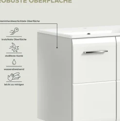 Waschbeckenunterschrank Ice Xonox - MDF Hochglanz - 60x55x46 cm - Weiß