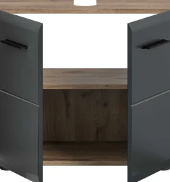 Waschbeckenunterschrank Ice Xonox 60x54x30 cm Mattschwarz/Nox Oak