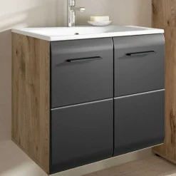 Waschbeckenunterschrank Ice Xonox - MDF matt schwarz/Nox Oak - 60x55x46 cm