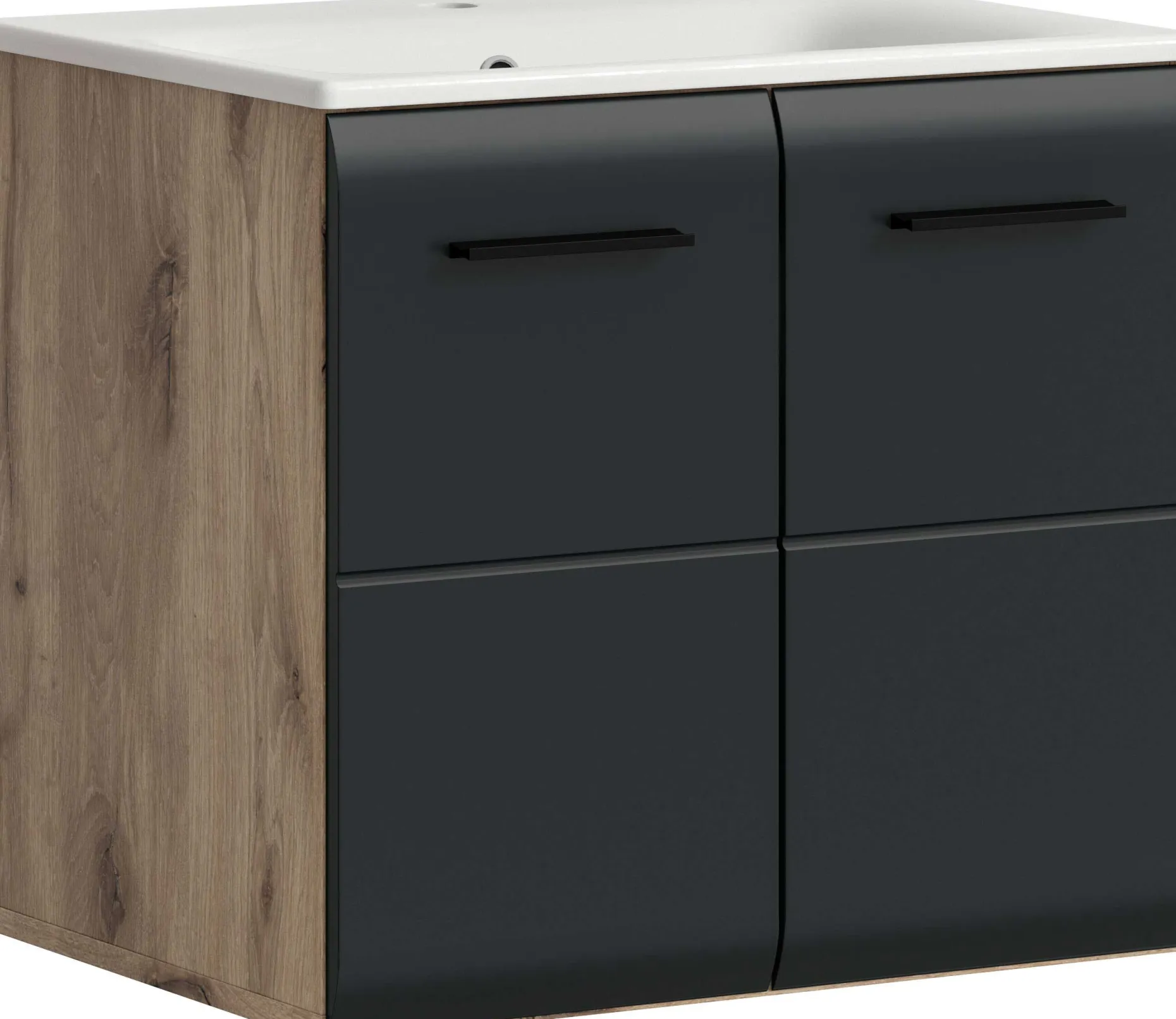Waschbeckenunterschrank Ice Xonox - MDF matt schwarz/Nox Oak - 60x55x46 cm