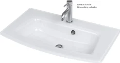 Waschbeckenunterschrank Kornel 80cm weißes Waschbecken - graphitgrau
