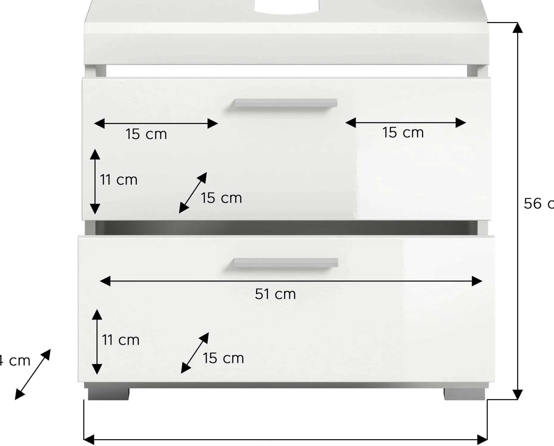 Waschbeckenunterschrank Scout Xonox - Hochglanz Weiß - 60x56x34 cm