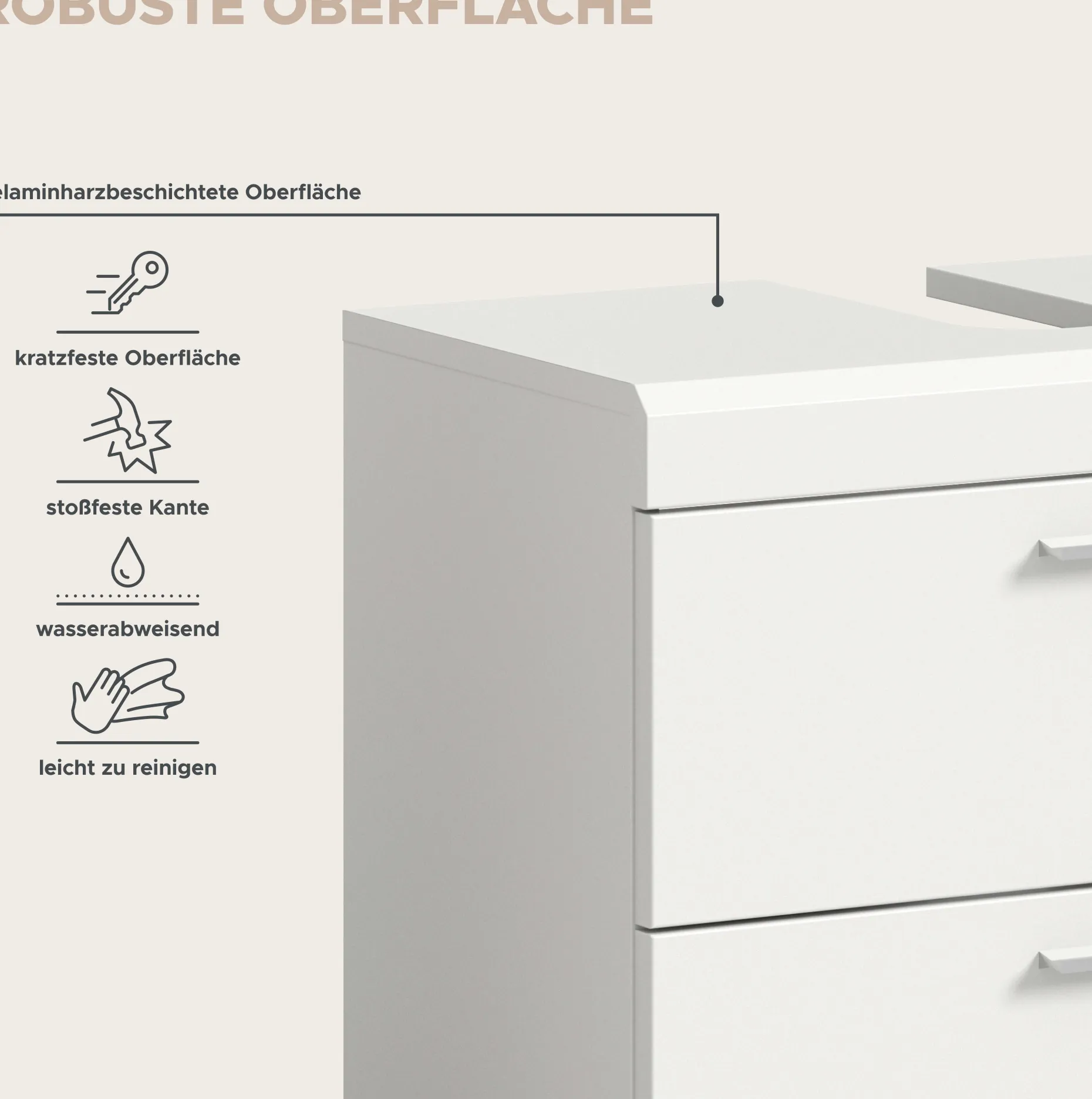 Waschbeckenunterschrank Scout Xonox - Hochglanz Weiß - 60x56x34 cm