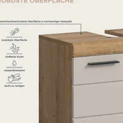 Waschbeckenunterschrank Scout Xonox - Evoak Eiche & Cashmere - 60x56x34 cm