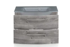 Waschbeckenunterschrank Stivan 80cm grau Waschbecken - Eiche grau