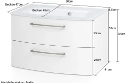 Waschbeckenunterschrank Stivan 80cm grau Waschbecken - Eiche grau