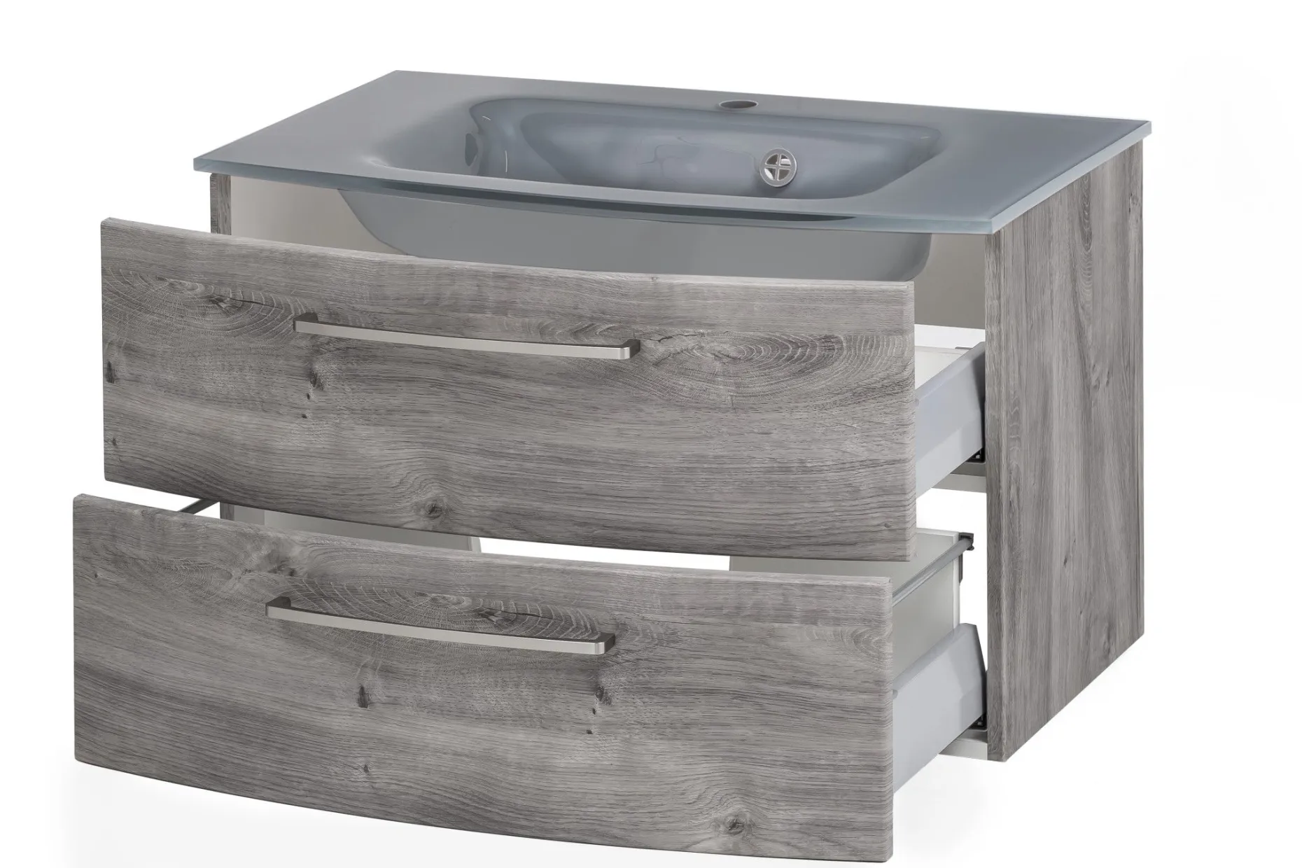 Waschbeckenunterschrank Stivan 80cm grau Waschbecken - Eiche grau