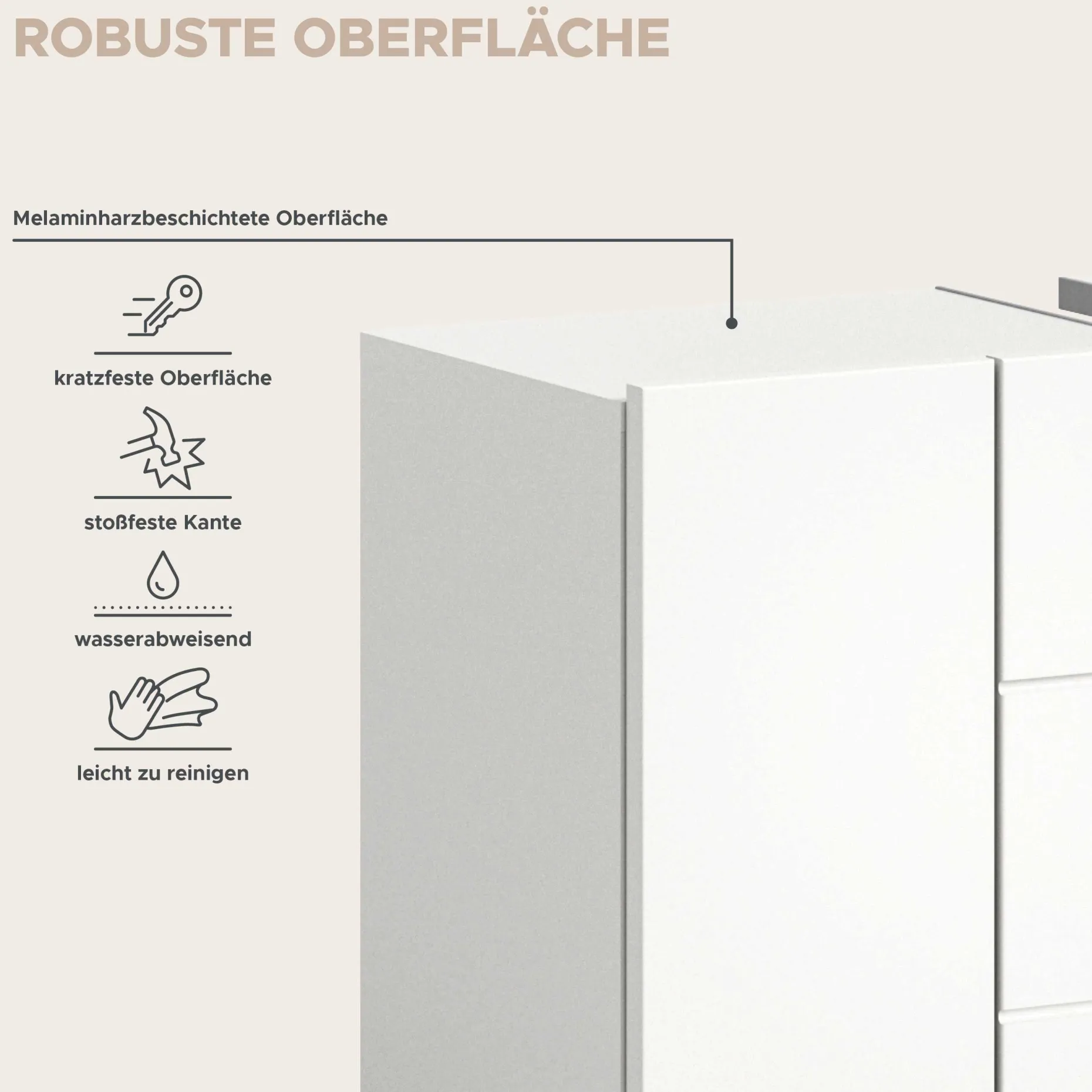 Waschbeckenunterschrank Vira Xonox - Weiß Melamin - 82x56x34 cm