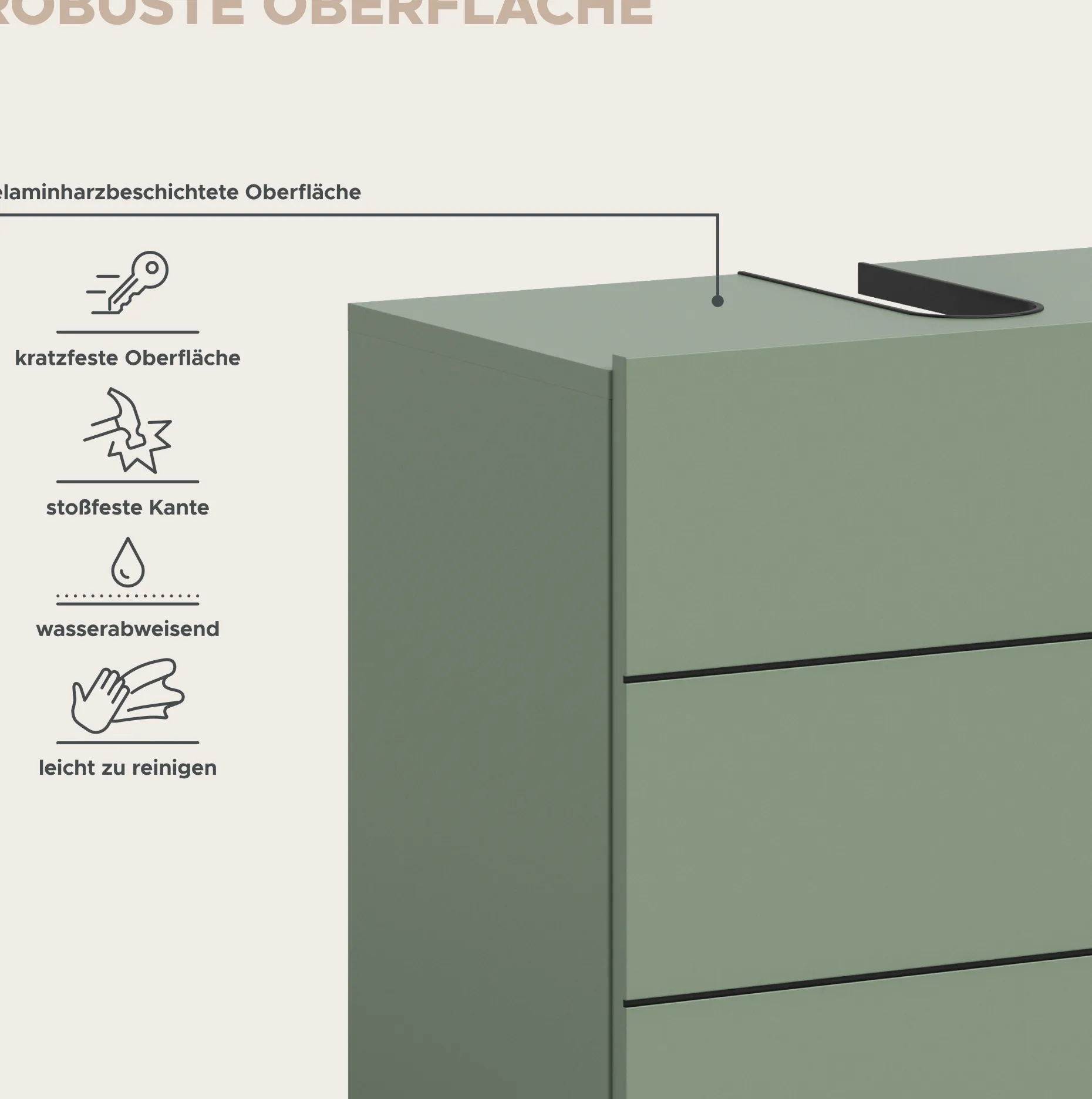 Waschbeckenunterschrank Vira Xonox - Smoke Green - 82x56x34 cm