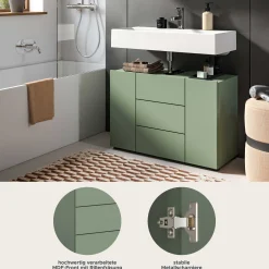 Waschbeckenunterschrank Vira Xonox - Smoke Green - 82x56x34 cm