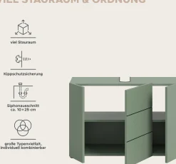 Waschbeckenunterschrank Vira Xonox - Smoke Green - 82x56x34 cm