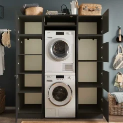 Waschmaschinenschrank-Kombination Laundreezy | 168 x 68 x 200 cm | Anthrazit