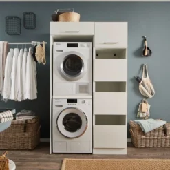 Waschmaschinenschrankkombination Laundreezy | 118 x 68 x 200 cm | Weiß