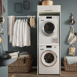 Waschmaschinenschrankkombination Laundreezy | 118 x 68 x 200 cm | Weiß