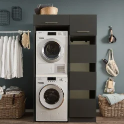 Waschmaschinenschrank-Kombination Laundreezy | 118 x 68 x 200 cm | Anthrazit