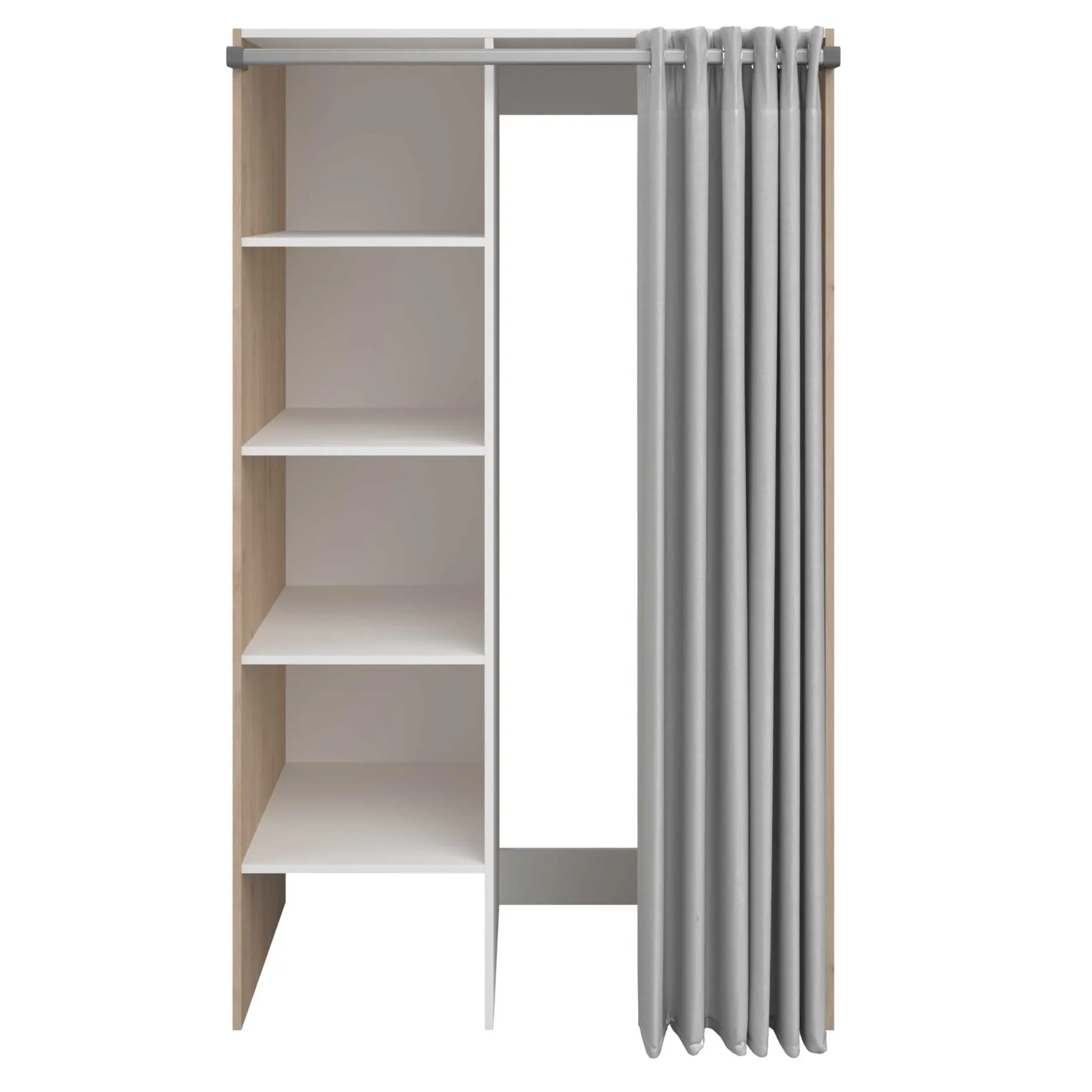 Waschmaschinenschrank Laundry - 113x70x184cm - 4 Einlegeböden und Vorhang - Eichendekor
