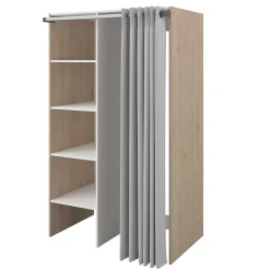 Waschmaschinenschrank Laundry - 113x70x184cm - 4 Einlegeböden und Vorhang - Eichendekor